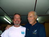 Stan Waterman and LeRoy on board the Undersea Hunter on a Cocos Island trip.